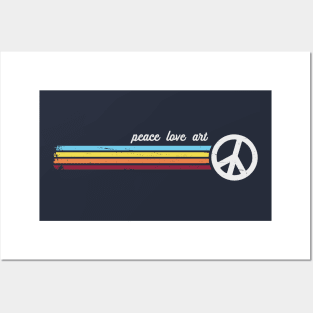 Retro Stripes Peace Love Art Posters and Art